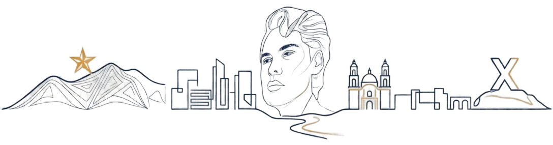 Ilustración del paisaje urbano El Paso - Ciudad Juárez