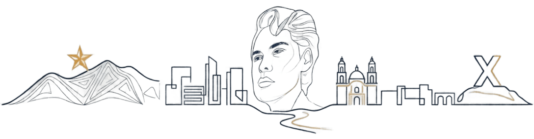 Ilustración del paisaje urbano El Paso - Ciudad Juárez
